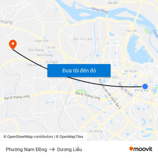 Phường Nam Đồng to Dương Liễu map