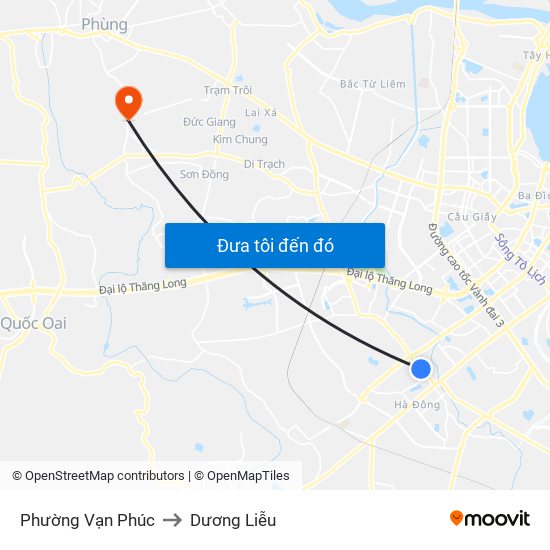 Phường Vạn Phúc to Dương Liễu map