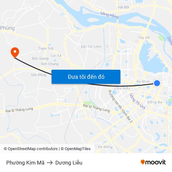 Phường Kim Mã to Dương Liễu map