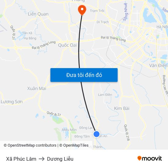 Xã Phúc Lâm to Dương Liễu map