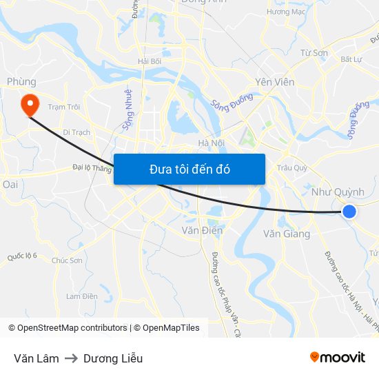 Văn Lâm to Dương Liễu map