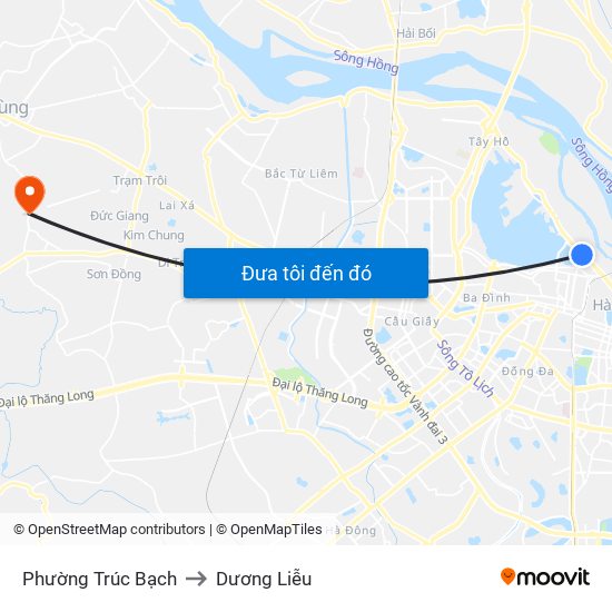 Phường Trúc Bạch to Dương Liễu map