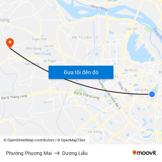 Phường Phương Mai to Dương Liễu map