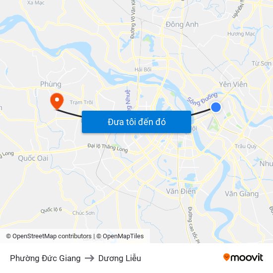 Phường Đức Giang to Dương Liễu map