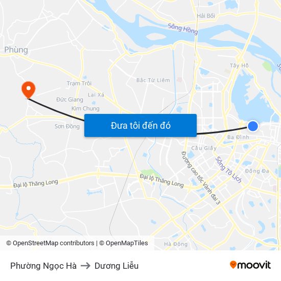 Phường Ngọc Hà to Dương Liễu map