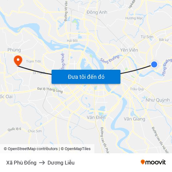 Xã Phù Đổng to Dương Liễu map