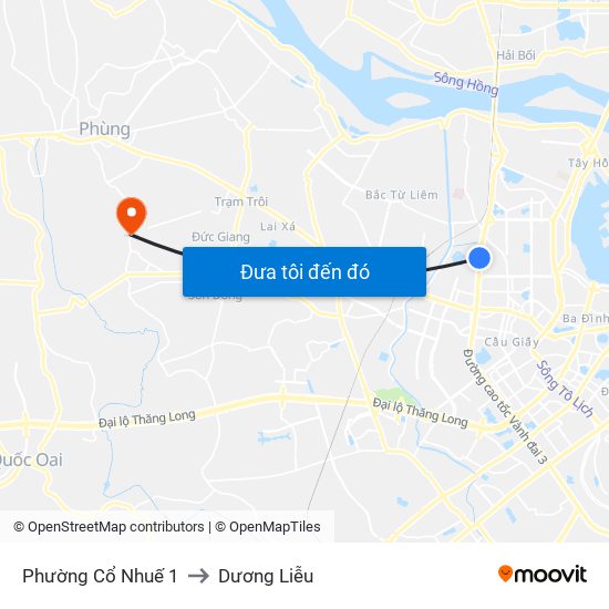 Phường Cổ Nhuế 1 to Dương Liễu map