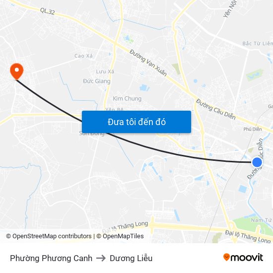 Phường Phương Canh to Dương Liễu map