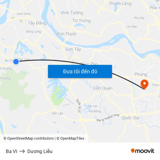 Ba Vì to Dương Liễu map