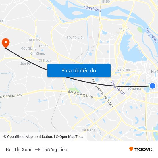 Bùi Thị Xuân to Dương Liễu map