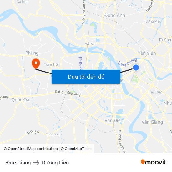 Đức Giang to Dương Liễu map