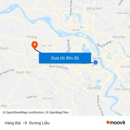 Hàng Bài to Dương Liễu map