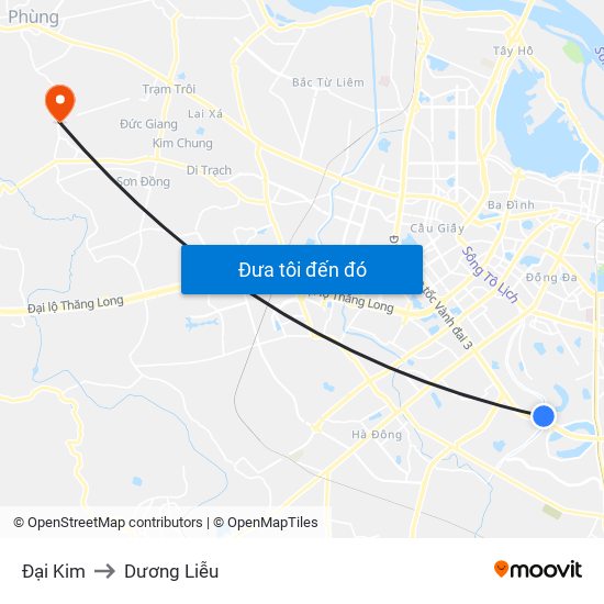 Đại Kim to Dương Liễu map