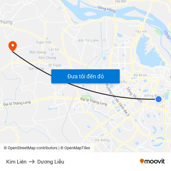 Kim Liên to Dương Liễu map