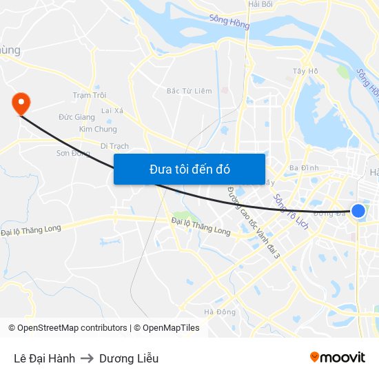 Lê Đại Hành to Dương Liễu map