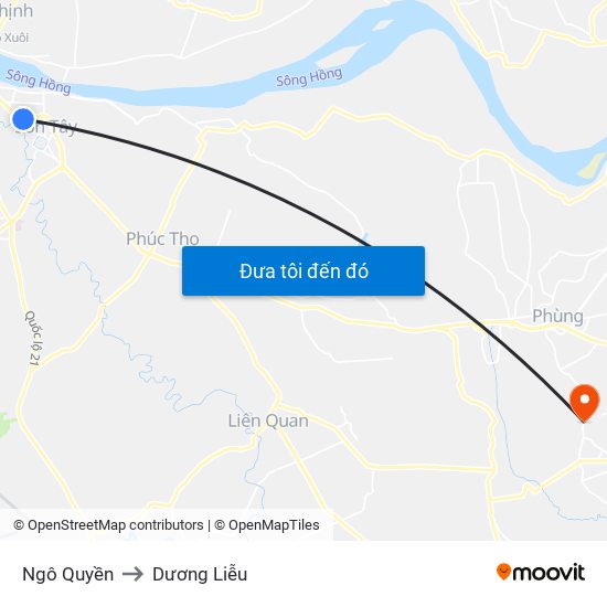 Ngô Quyền to Dương Liễu map