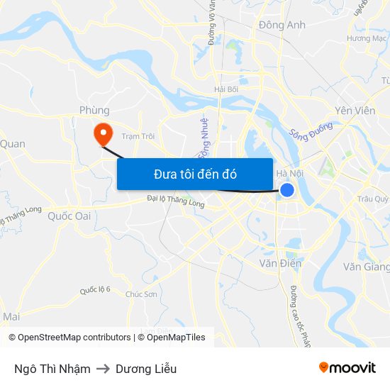 Ngô Thì Nhậm to Dương Liễu map