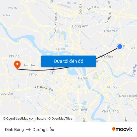 Đình Bảng to Dương Liễu map