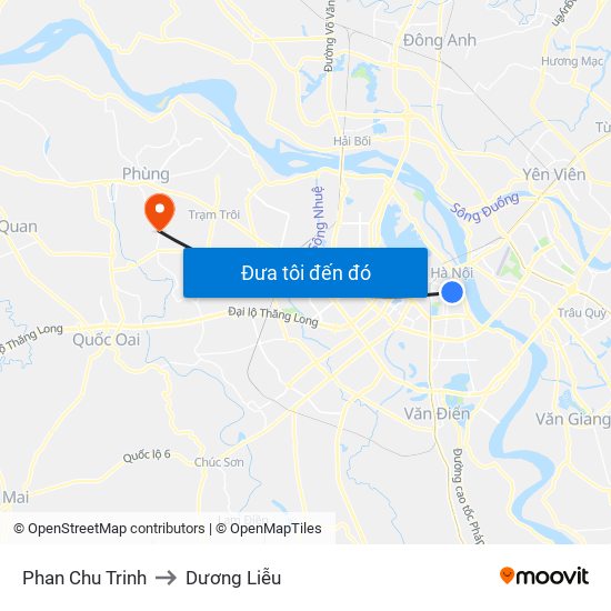 Phan Chu Trinh to Dương Liễu map