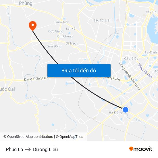 Phúc La to Dương Liễu map