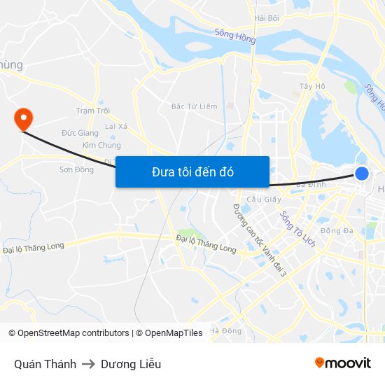 Quán Thánh to Dương Liễu map