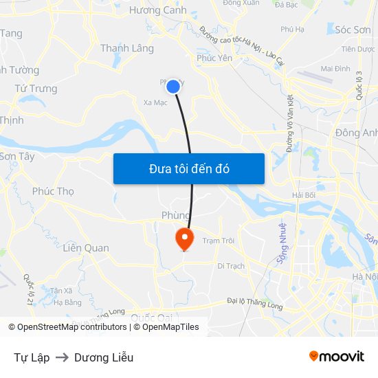 Tự Lập to Dương Liễu map