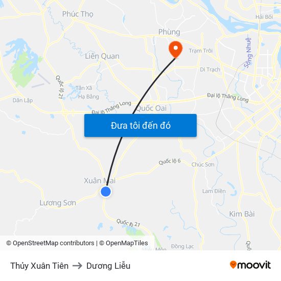 Thủy Xuân Tiên to Dương Liễu map