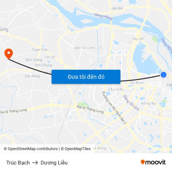 Trúc Bạch to Dương Liễu map