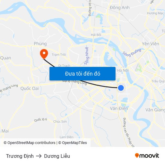 Trương Định to Dương Liễu map