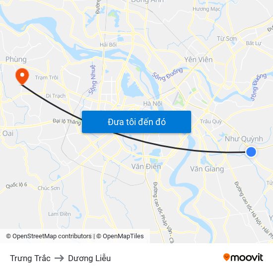 Trưng Trắc to Dương Liễu map