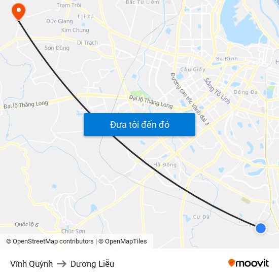 Vĩnh Quỳnh to Dương Liễu map