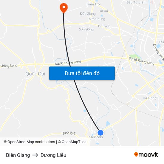 Biên Giang to Dương Liễu map