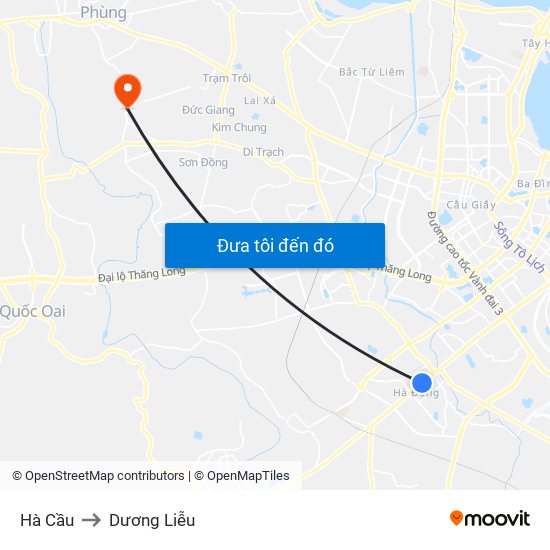 Hà Cầu to Dương Liễu map