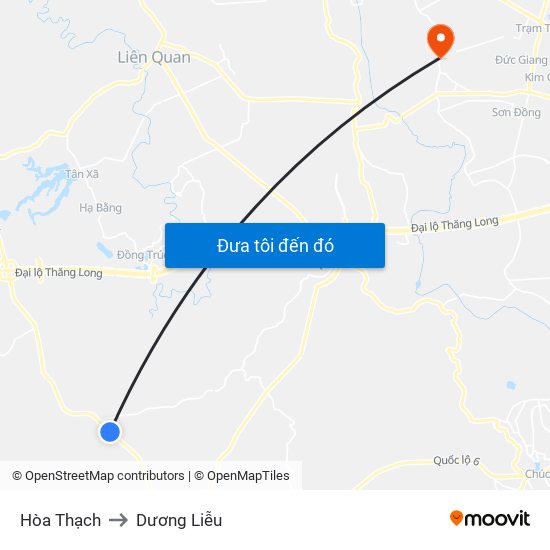 Hòa Thạch to Dương Liễu map