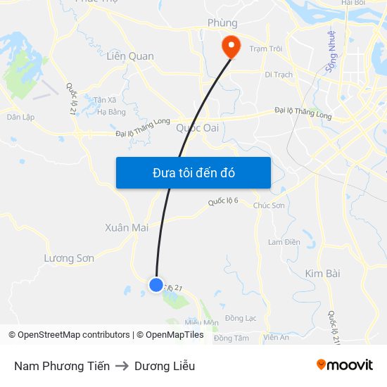 Nam Phương Tiến to Dương Liễu map