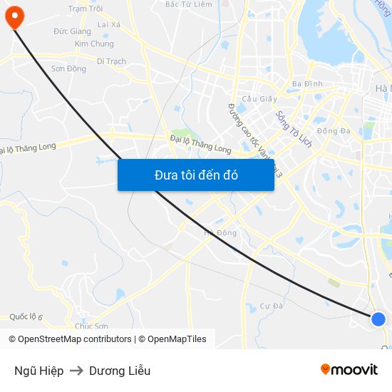 Ngũ Hiệp to Dương Liễu map