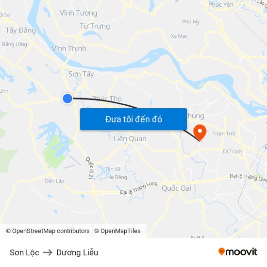 Sơn Lộc to Dương Liễu map