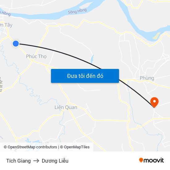 Tích Giang to Dương Liễu map