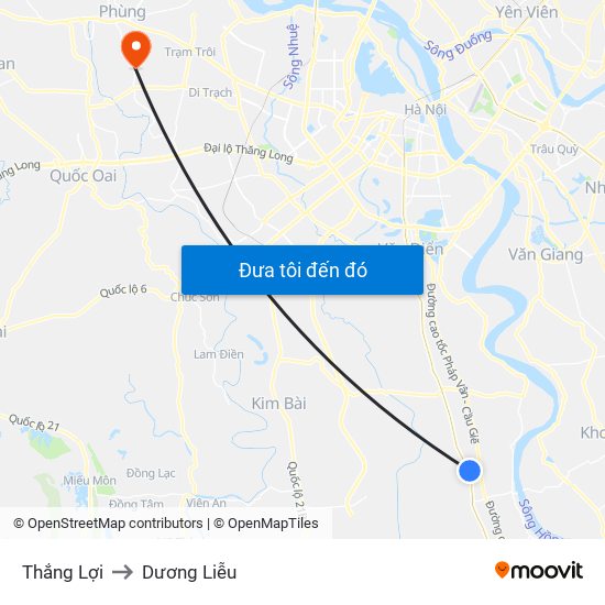 Thắng Lợi to Dương Liễu map