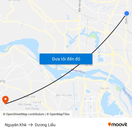 Nguyên Khê to Dương Liễu map