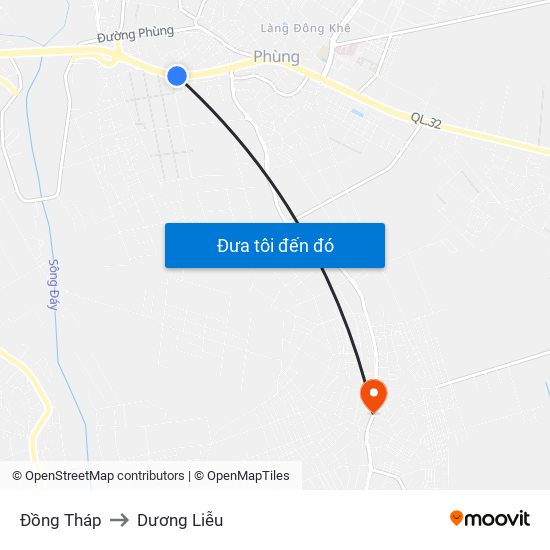 Đồng Tháp to Dương Liễu map