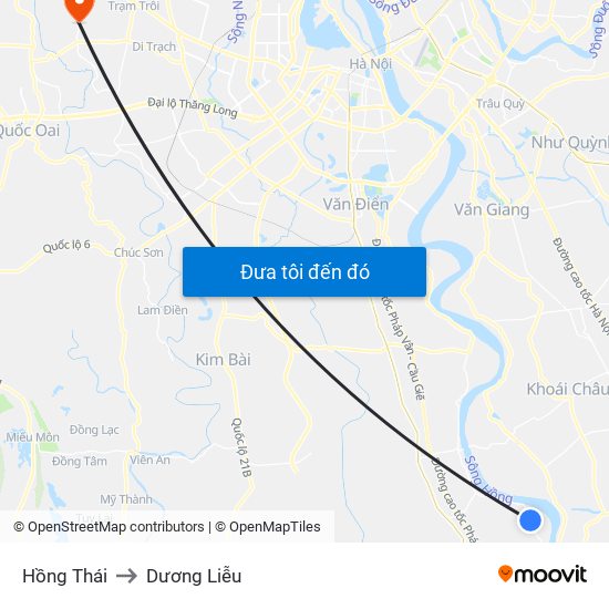 Hồng Thái to Dương Liễu map