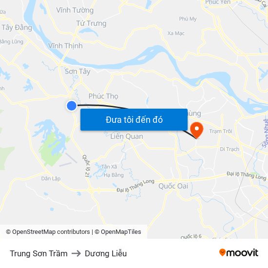 Trung Sơn Trầm to Dương Liễu map