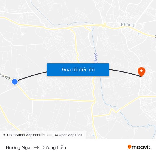 Hương Ngải to Dương Liễu map