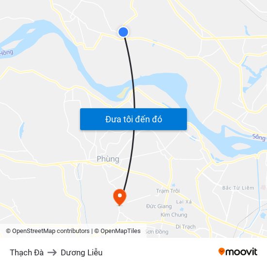 Thạch Đà to Dương Liễu map