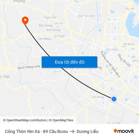 Cổng Thôn Yên Xá - 89 Cầu Bươu to Dương Liễu map