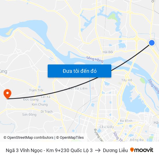 Ngã 3 Vĩnh Ngọc - Km 9+230 Quốc Lộ 3 to Dương Liễu map