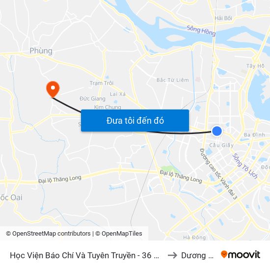 Học Viện Báo Chí Và Tuyên Truyền - 36 Xuân Thủy to Dương Liễu map