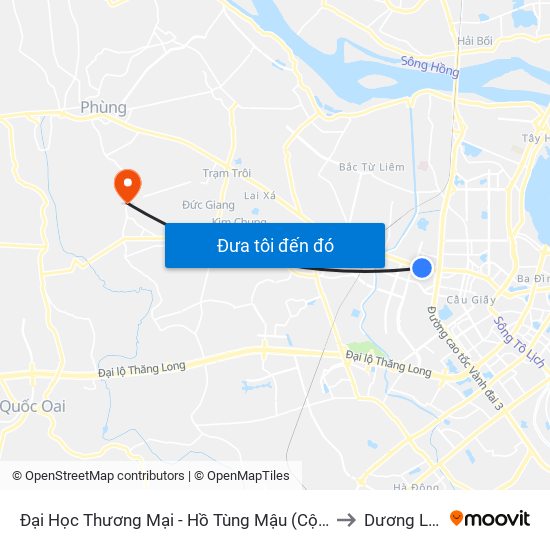 Đại Học Thương Mại - Hồ Tùng Mậu (Cột Sau) to Dương Liễu map