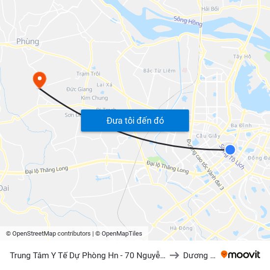 Trung Tâm Y Tế Dự Phòng Hn - 70 Nguyễn Chí Thanh to Dương Liễu map